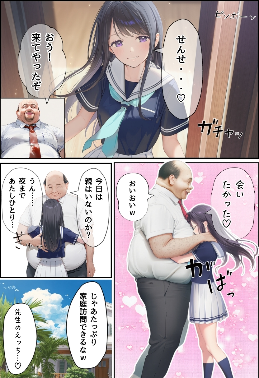 【エロ漫画】なんでそんなやつが…大好きなあの娘はメタボなおっさんとエッチしまくっているようで…