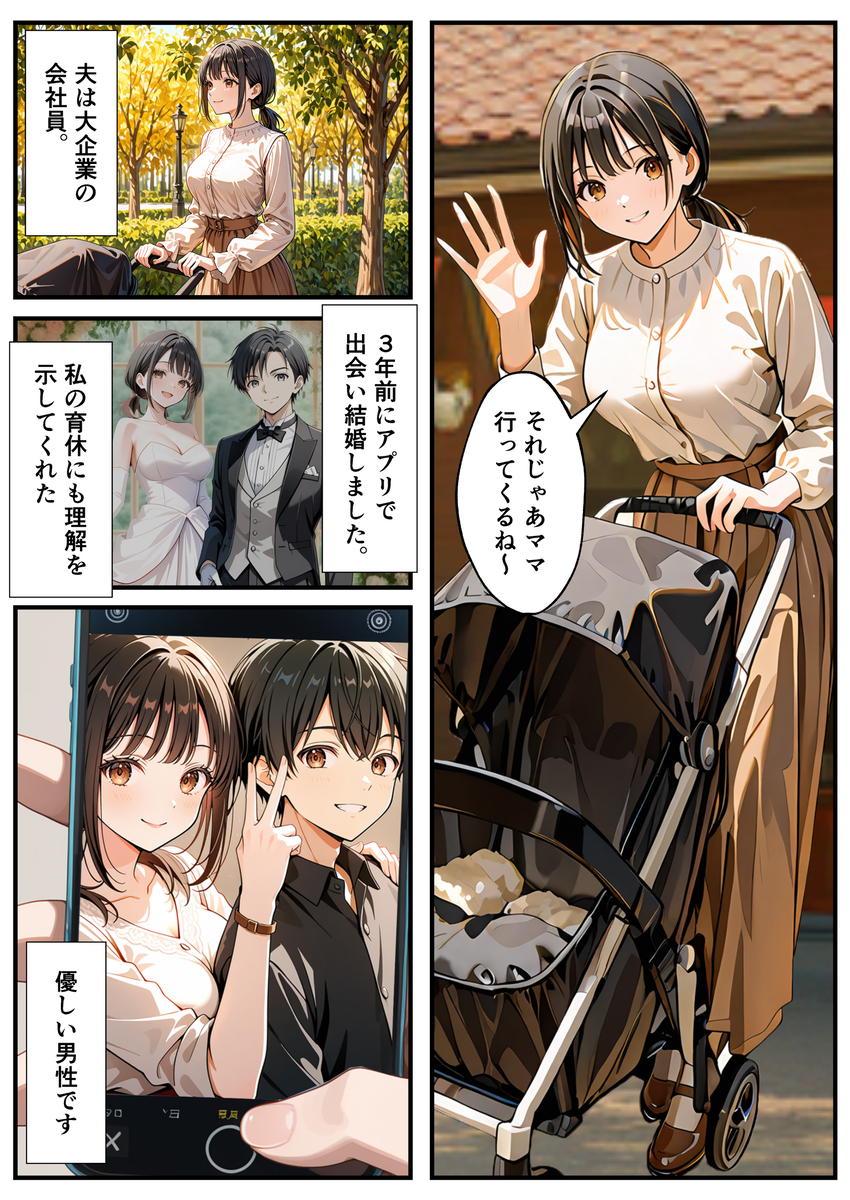 【エロ漫画】出産前より敏感になったアソコに旦那以外の巨大なモノを受け入れた人妻さんの運命が…