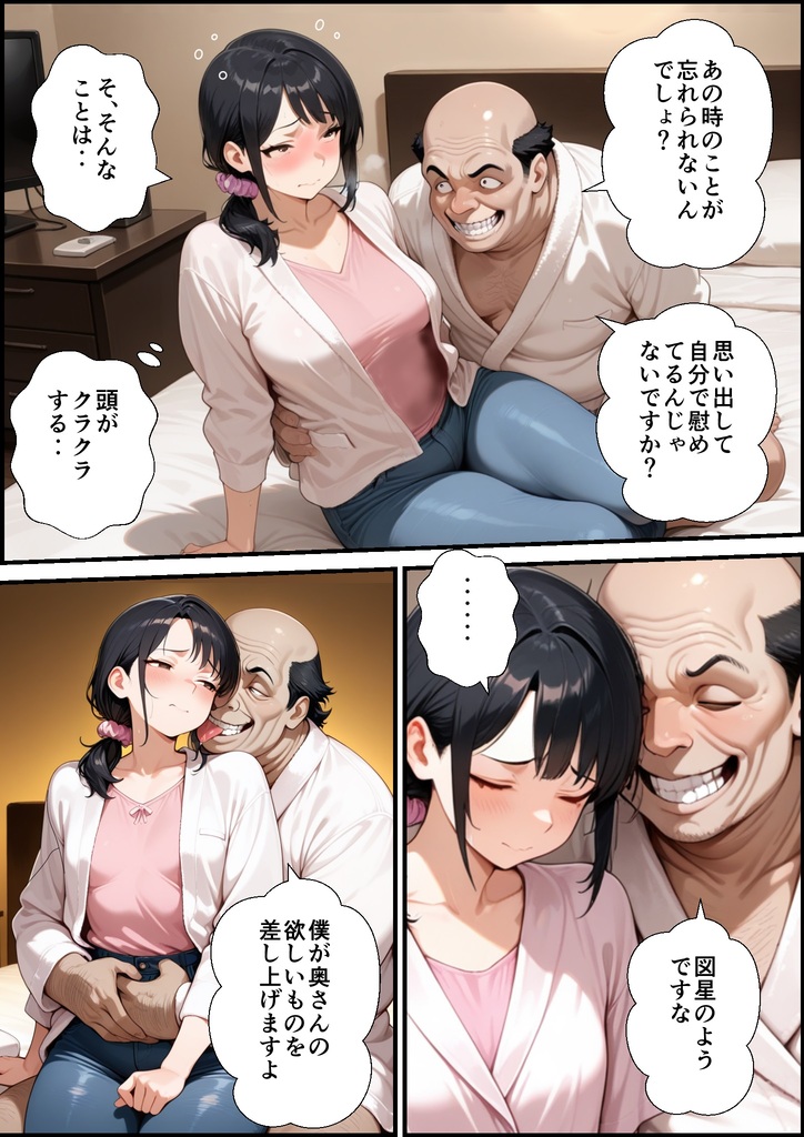 【えろまんが】精力絶倫なおっさんに抱かれ旦那では物足りなくなってしまった人妻さんが…