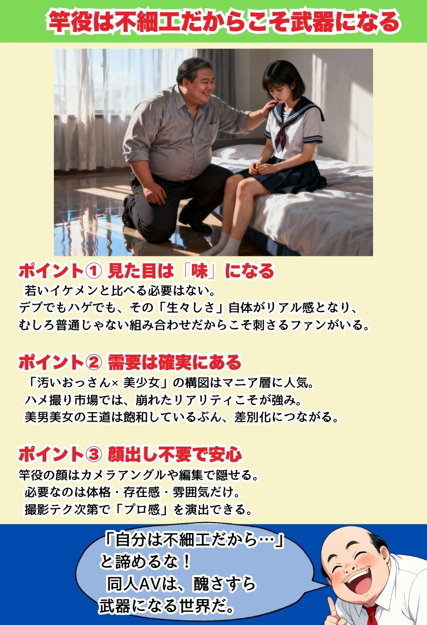 【えろまんが】ハメ撮り同人AVってこんなに儲かるのか？俺もこのおっさんの弟子になりたい…