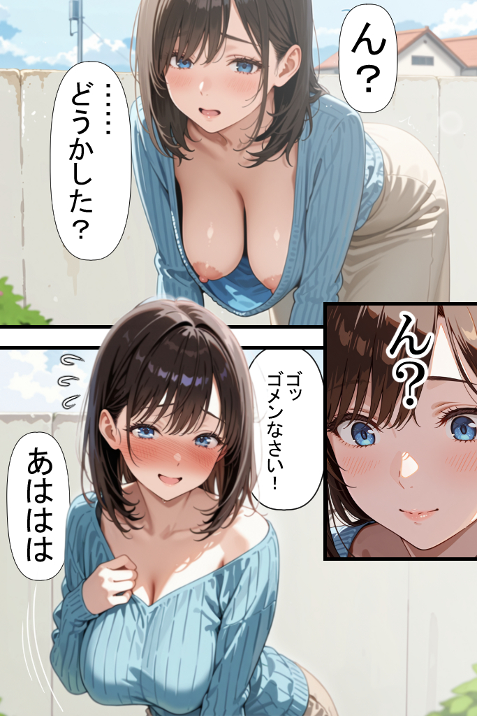 【エロ漫画】隣に住んでる人妻さんとこんな関係…理想的すぎる…