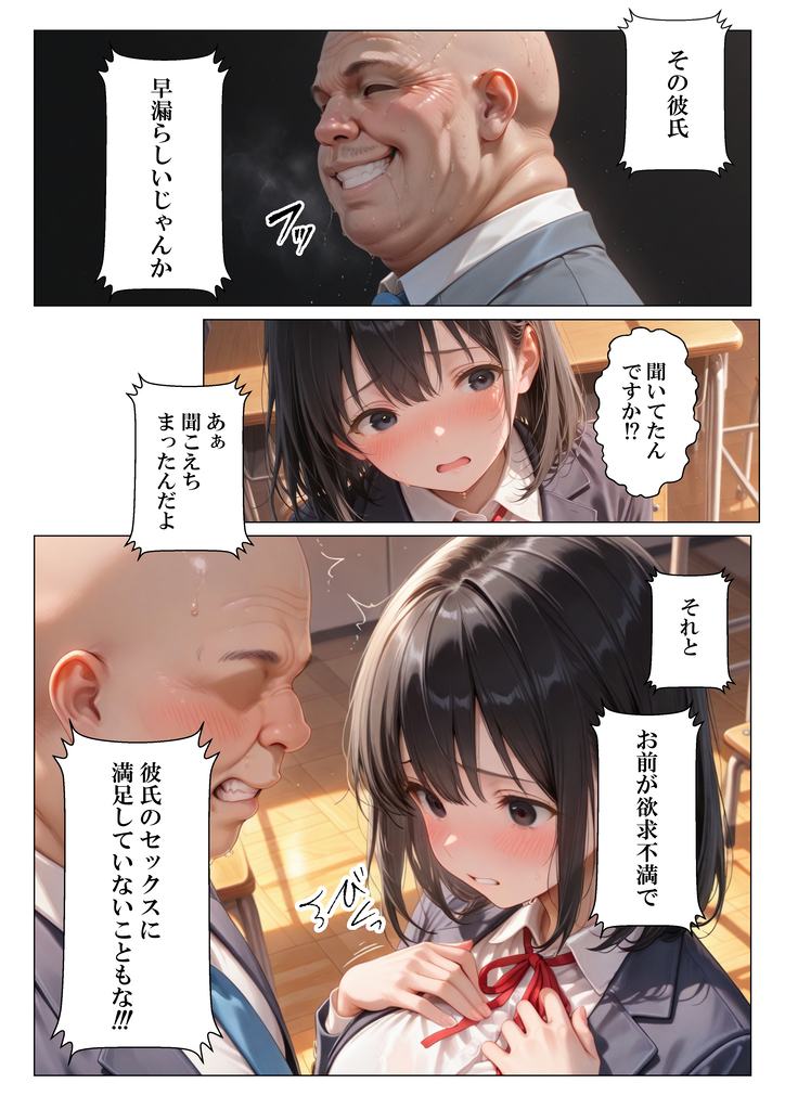 【エロ漫画】彼氏とのエッチに満足できない女の子…絶倫教師を求めてしまう…