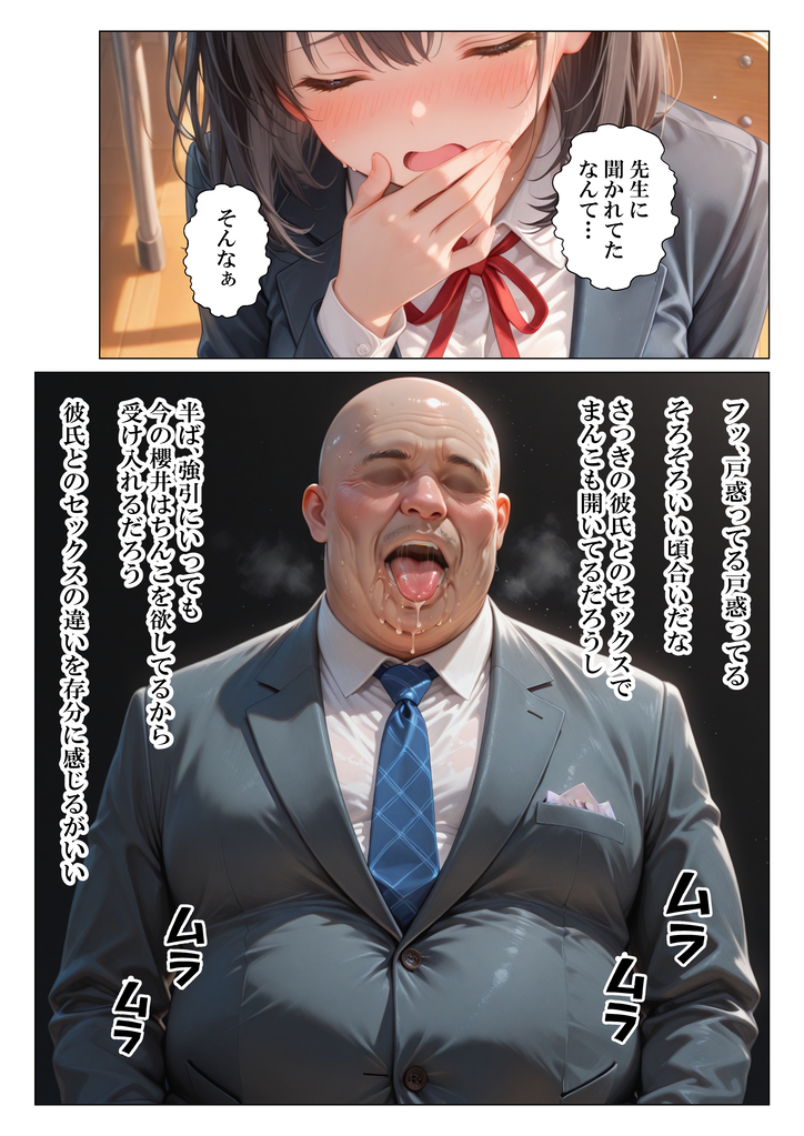 【エロ漫画】彼氏とのエッチに満足できない女の子…絶倫教師を求めてしまう…