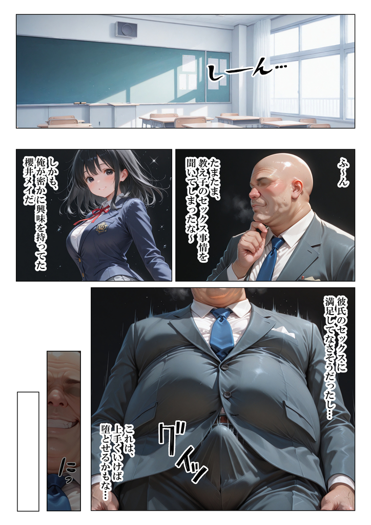 【エロ漫画】彼氏とのエッチに満足できない女の子…絶倫教師を求めてしまう…