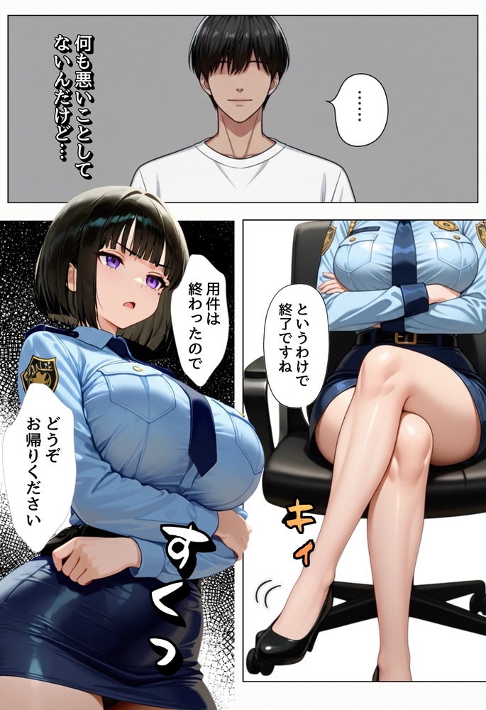 【エロマンガ】ムカつく態度をとっていた巨乳尻デカ警官の弱みを握り俺の自慢のアソコでわからせてやったwww
