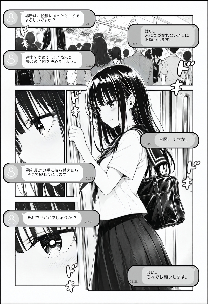 【エロマンガ】電車の中で声を押し殺しながら絶頂を迎える女の子に興奮がおさまらない！