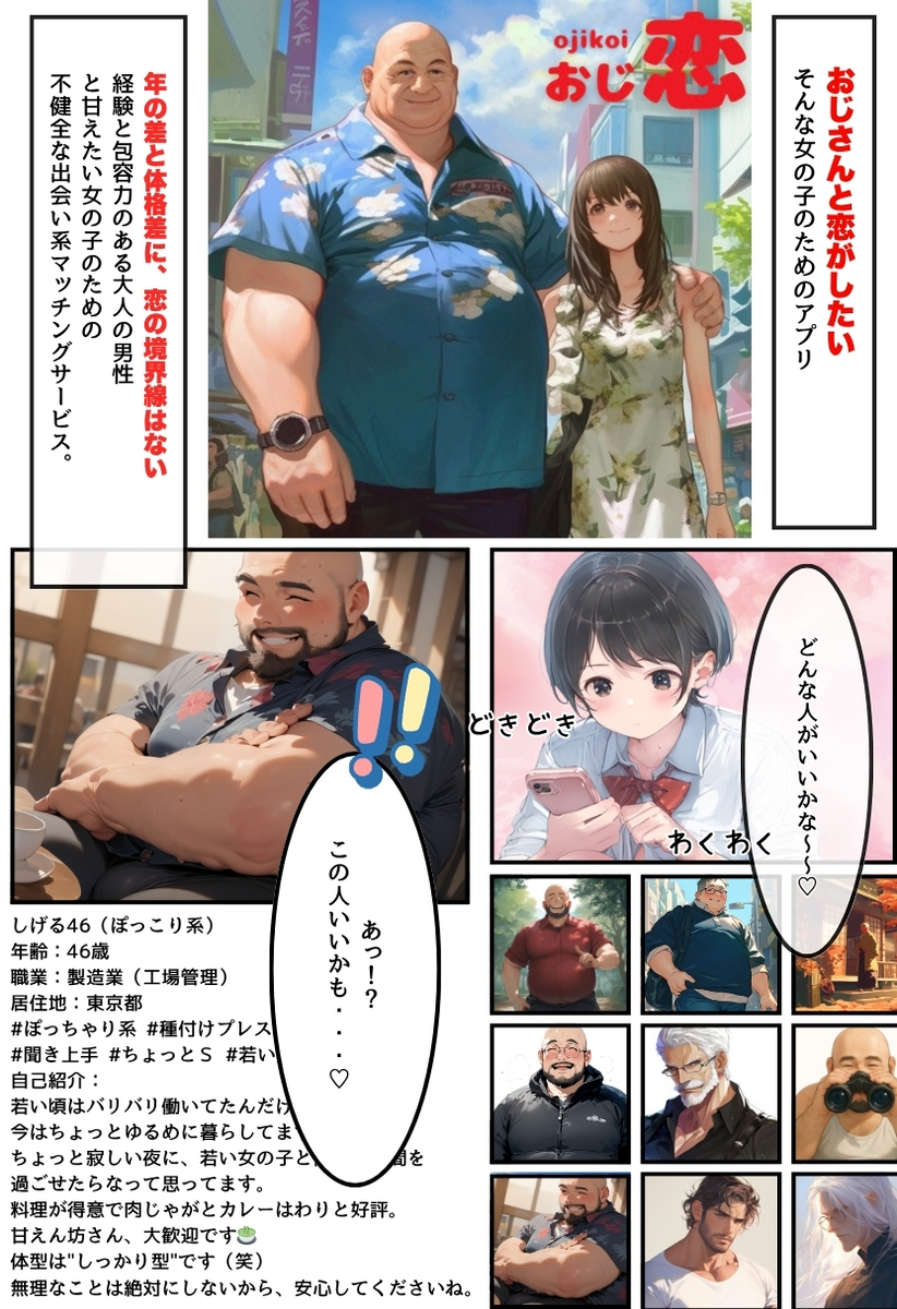 【エロ漫画】年の差と体格差に恋の境界線はない！マッチングアプリで出会ったおっさんとガチ恋する女の子がシコリティーすぎるwww