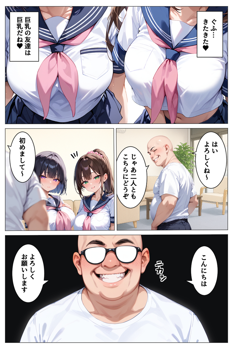 【えろまんが】友達に案内されたのは怪しげなおじさんが運営するマッサージ屋で処女を奪われるデカパイちゃん