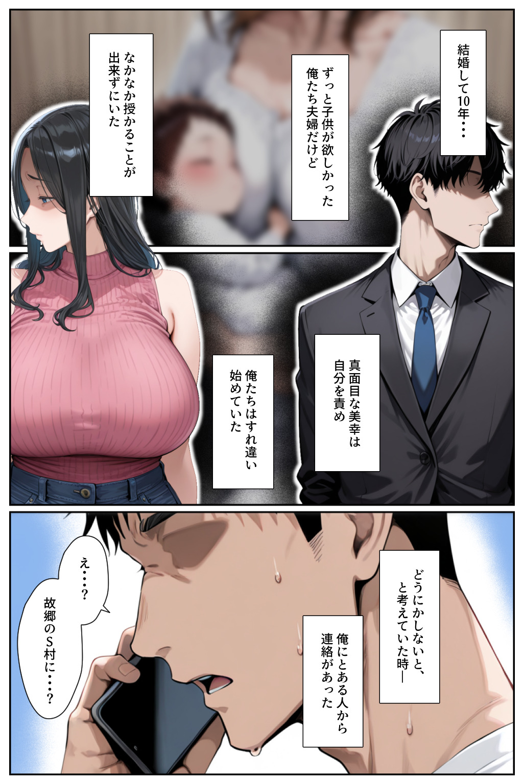 【エロ漫画】子供を欲しがる嫁が背徳と快楽の寝取り神事の罠にハマり…