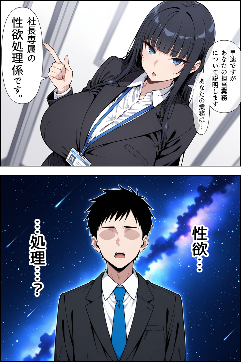 【エロ漫画】書類作成中はクンニでご奉仕！転職先で爆乳女社長の性欲処理係に配属された結果…