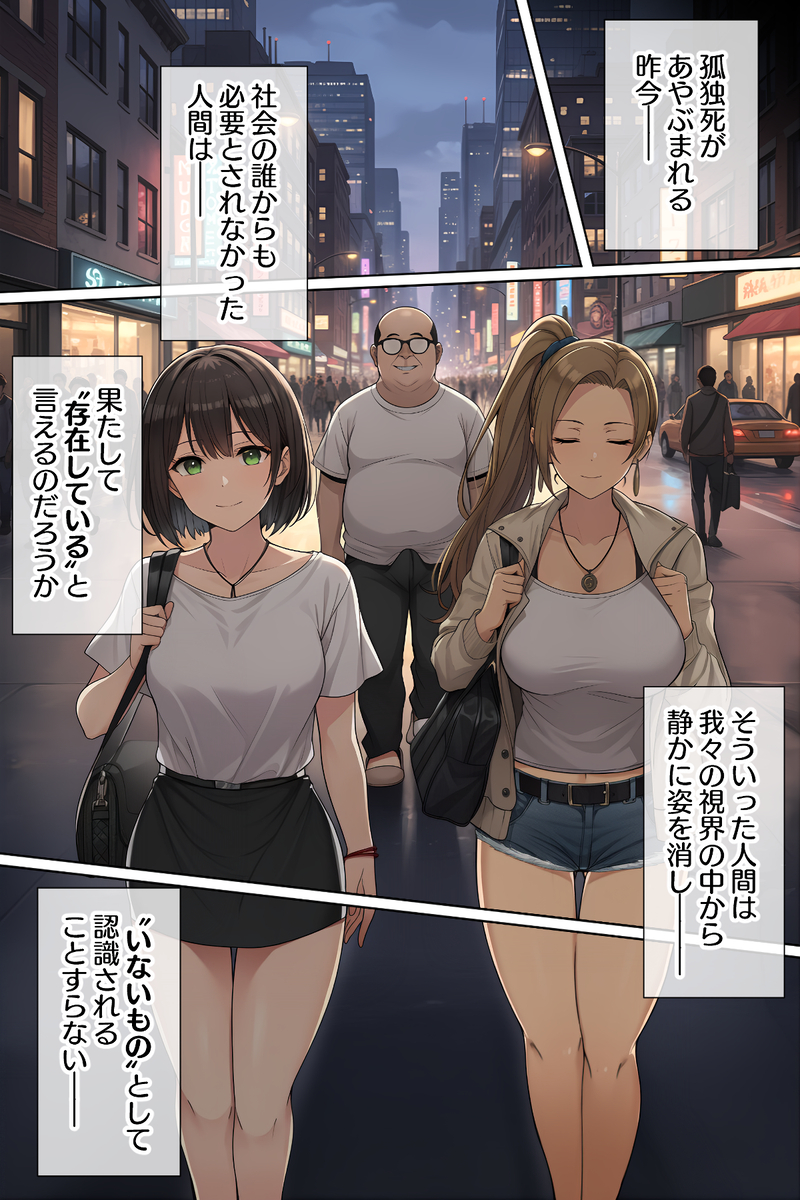 【エロマンガ】社会の認知から外れた存在となった中年男が女の子達にエロい事しまくってるwww