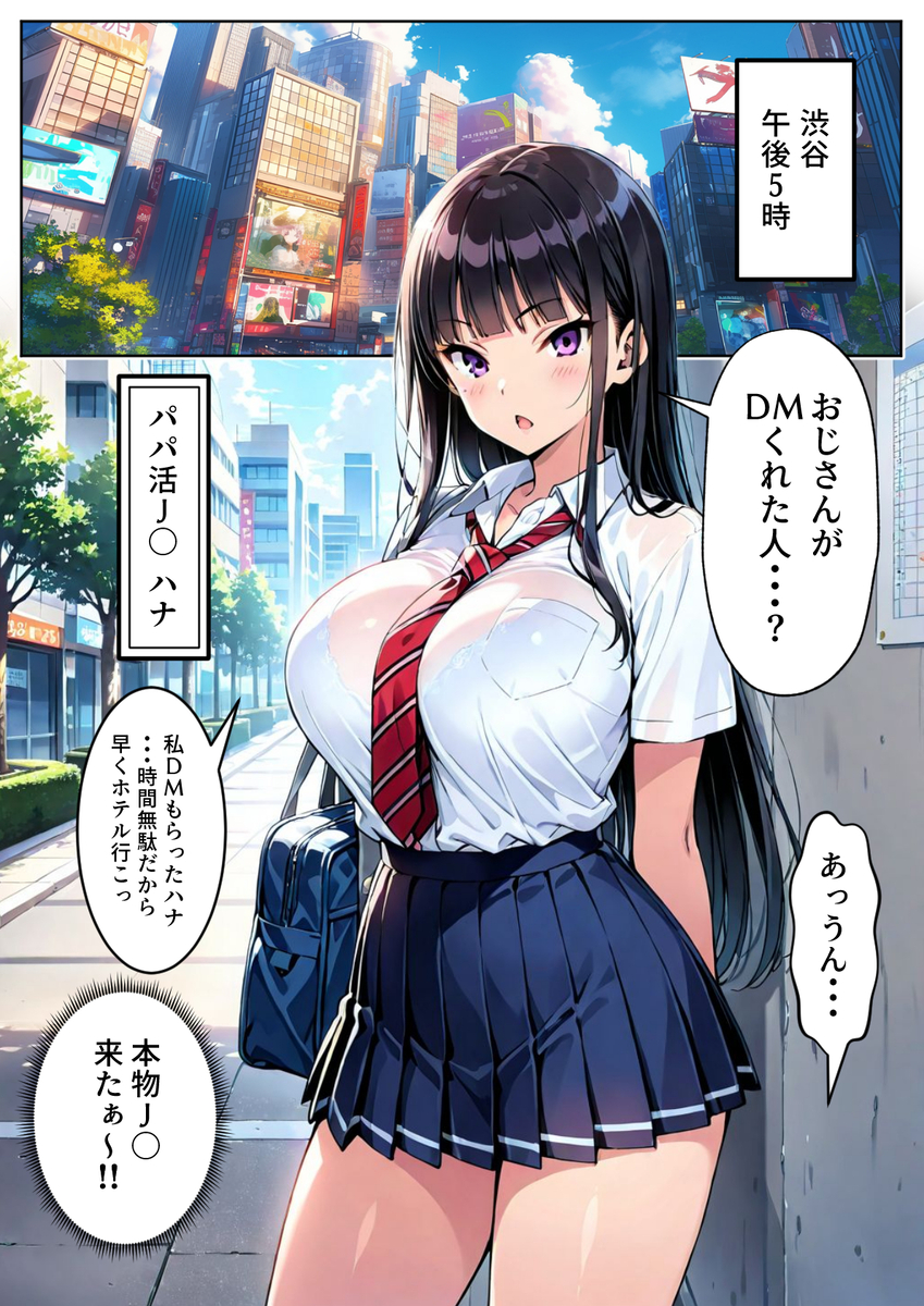 【えろまんが】初パパ活で出会ったのはキツい性格の巨乳JKにはこうやってわからせるしかない