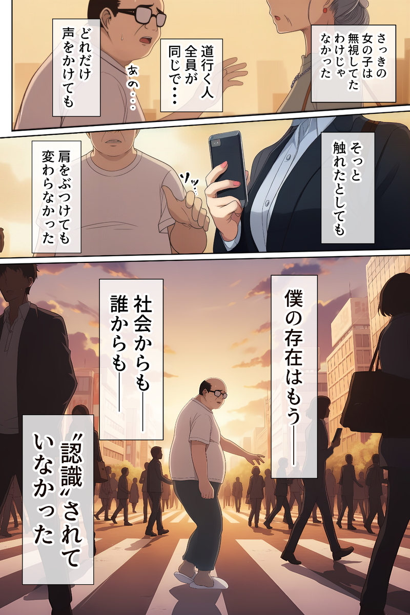 【エロマンガ】社会の認知から外れた存在となった中年男が女の子達にエロい事しまくってるwww