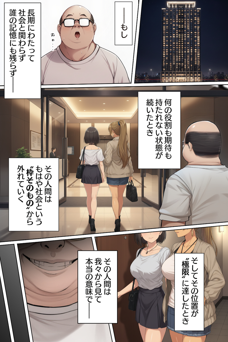【エロマンガ】社会の認知から外れた存在となった中年男が女の子達にエロい事しまくってるwww