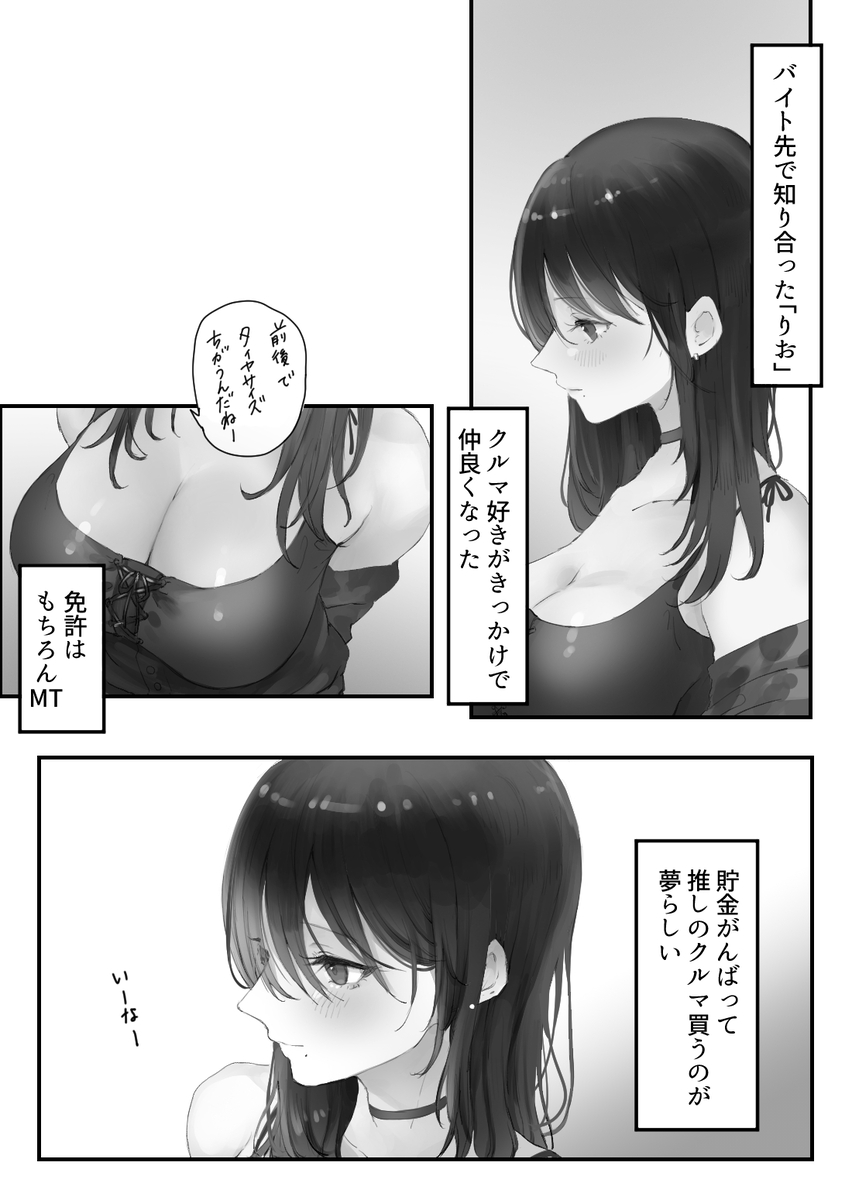 【エロ漫画】バイト先で知り合った車好きの女子大生とのカーセックスがエロ過ぎるwww