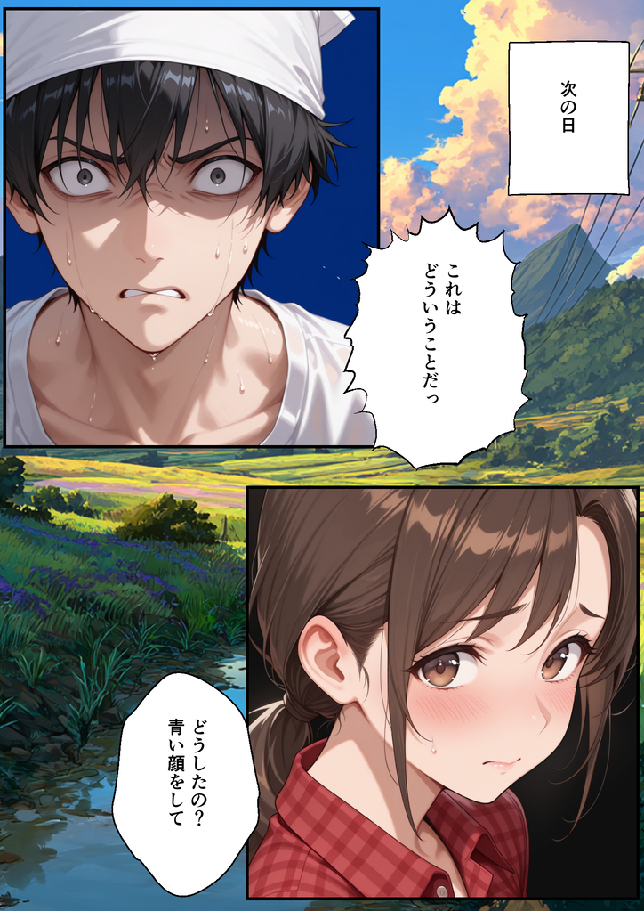 【エロ漫画】男性経験は夫以外にない巨乳人妻さんが村長の息子の罠にハマり…