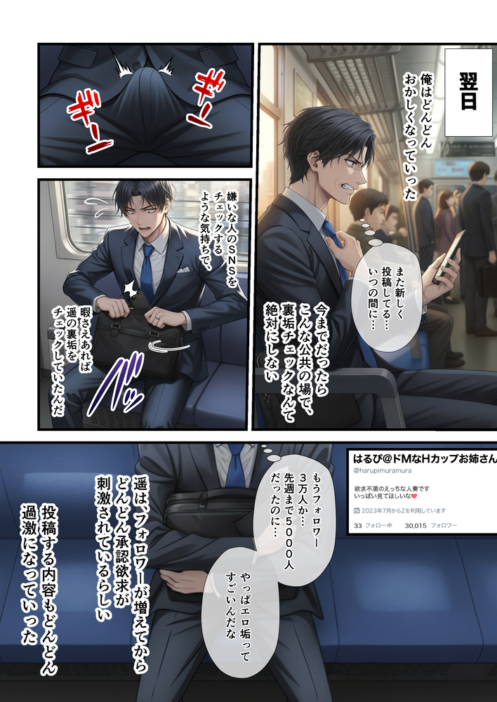 【エロマンガ】夫の知らない妻の本当の姿…承認欲求高めな人妻さんが裏垢男子とハメ撮り性交