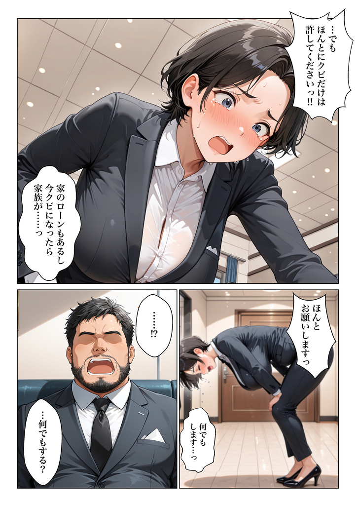 【エロ漫画】社長にご奉仕しまくって会社に残ろうとする人妻OLさんに興奮が収まらない！