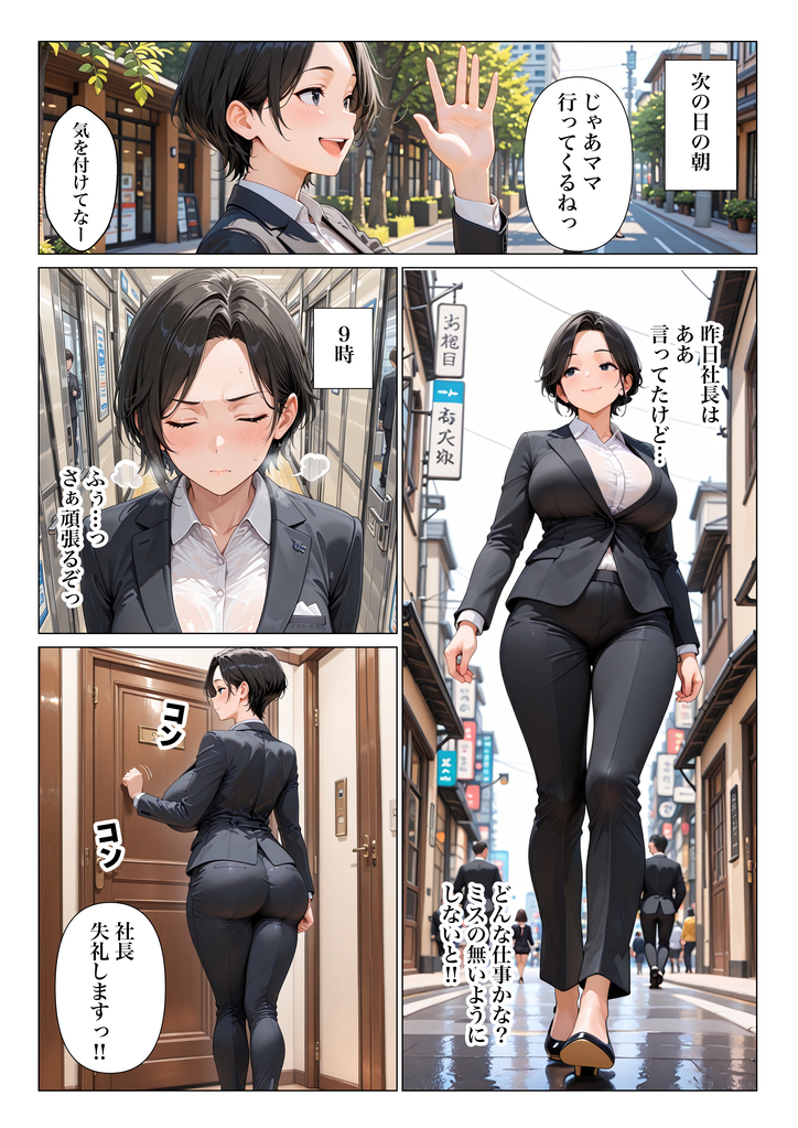 【エロ漫画】社長にご奉仕しまくって会社に残ろうとする人妻OLさんに興奮が収まらない！