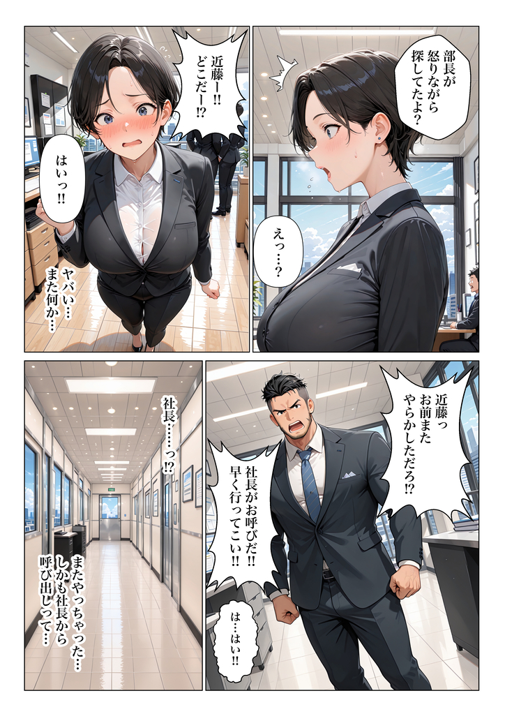 【エロ漫画】社長にご奉仕しまくって会社に残ろうとする人妻OLさんに興奮が収まらない！