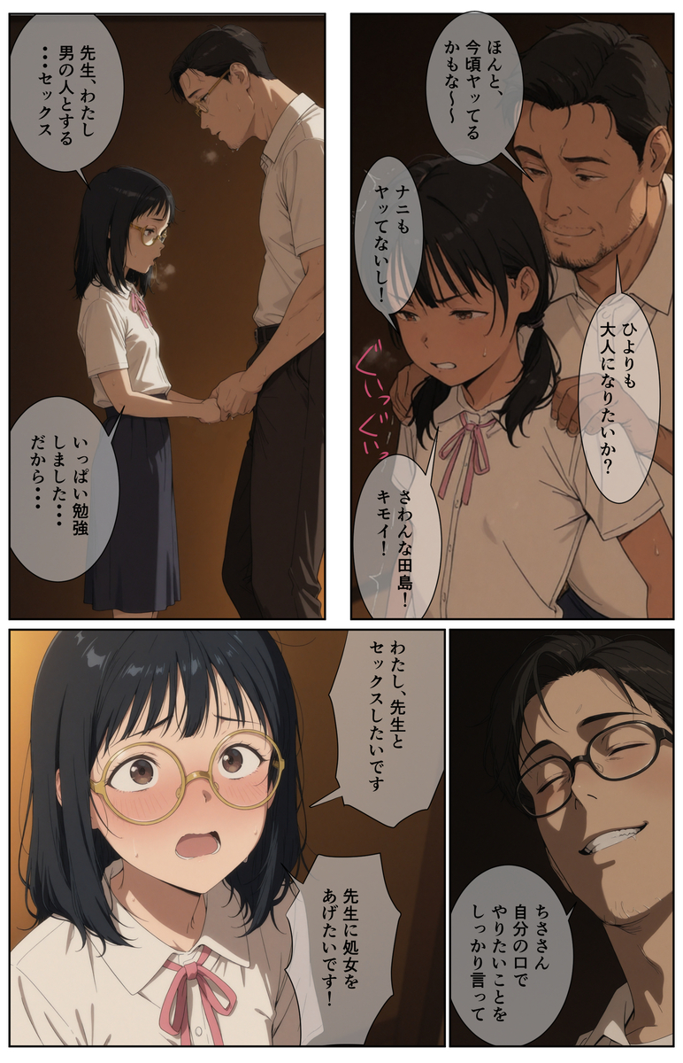 【エロマンガ】村の学校のたった二人の女子生徒とその教師の男性二人による禁断の関係がエロ過ぎた