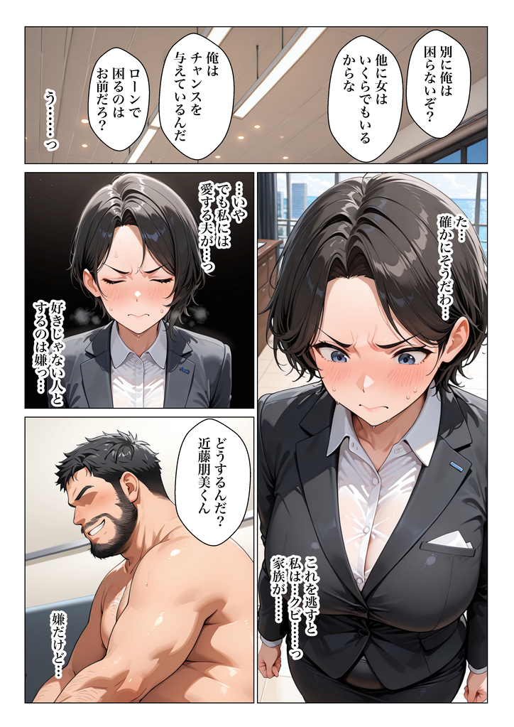 【エロ漫画】社長にご奉仕しまくって会社に残ろうとする人妻OLさんに興奮が収まらない！