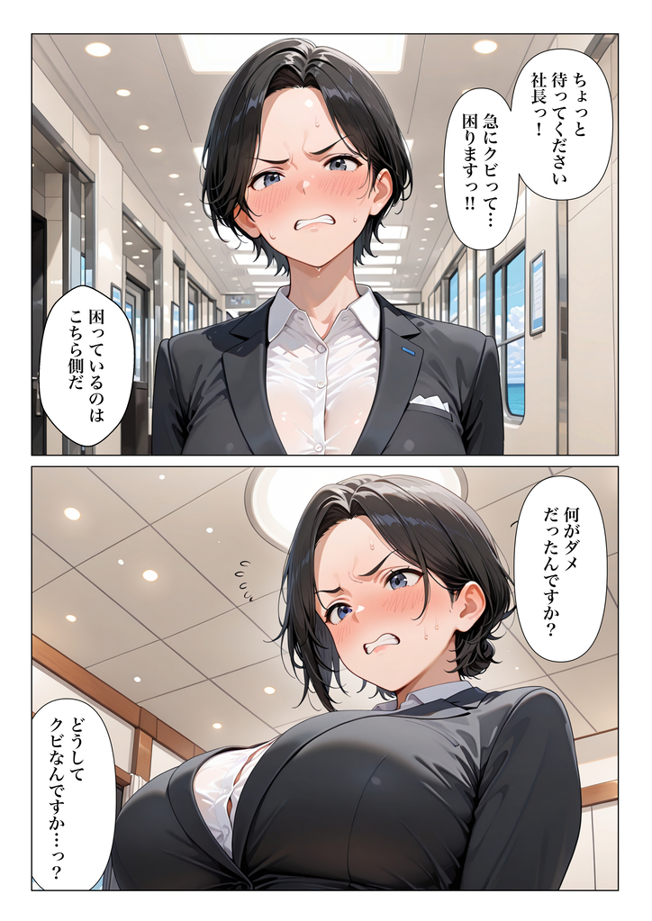 【エロ漫画】社長にご奉仕しまくって会社に残ろうとする人妻OLさんに興奮が収まらない！