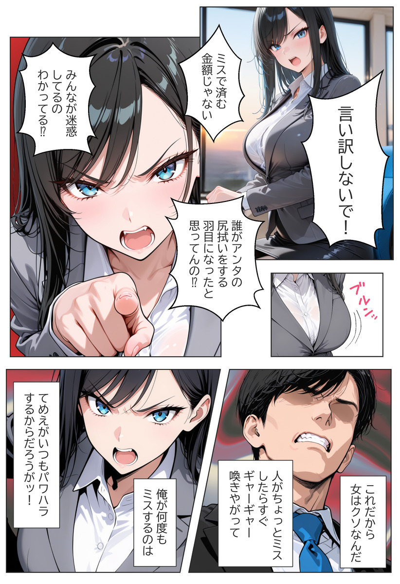 【えろまんが】理不尽な説教と罵倒を繰り返す女上司に怒りのエッチな制裁したったwww