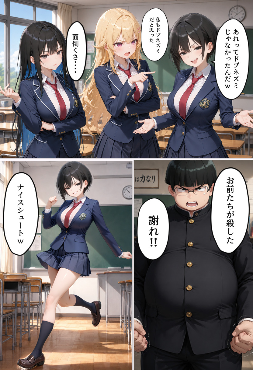 【えろまんが】全てを失ったトリオが見せる復讐劇！生意気な一軍ギャルにエッチな制裁したったwww
