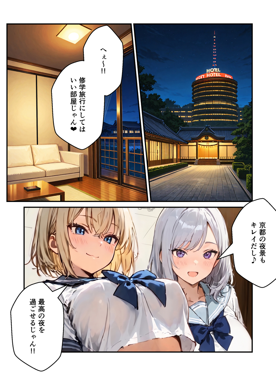 【エロマンガ】修学旅行でこんなハーレムセックス楽しめるって最高だなwww