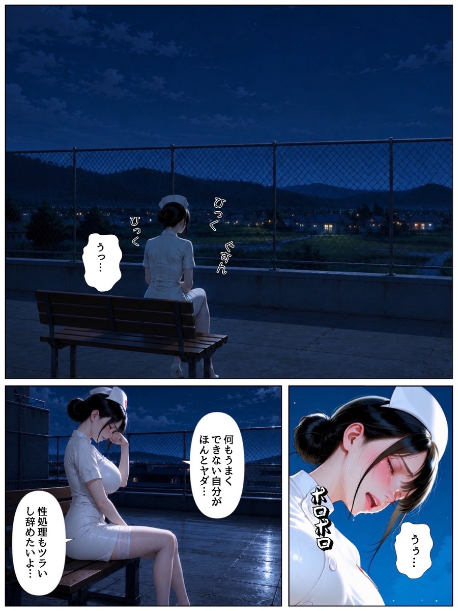 【エロ漫画】夫に相手にされない人妻ナースがエッチな病棟で勤務することに…