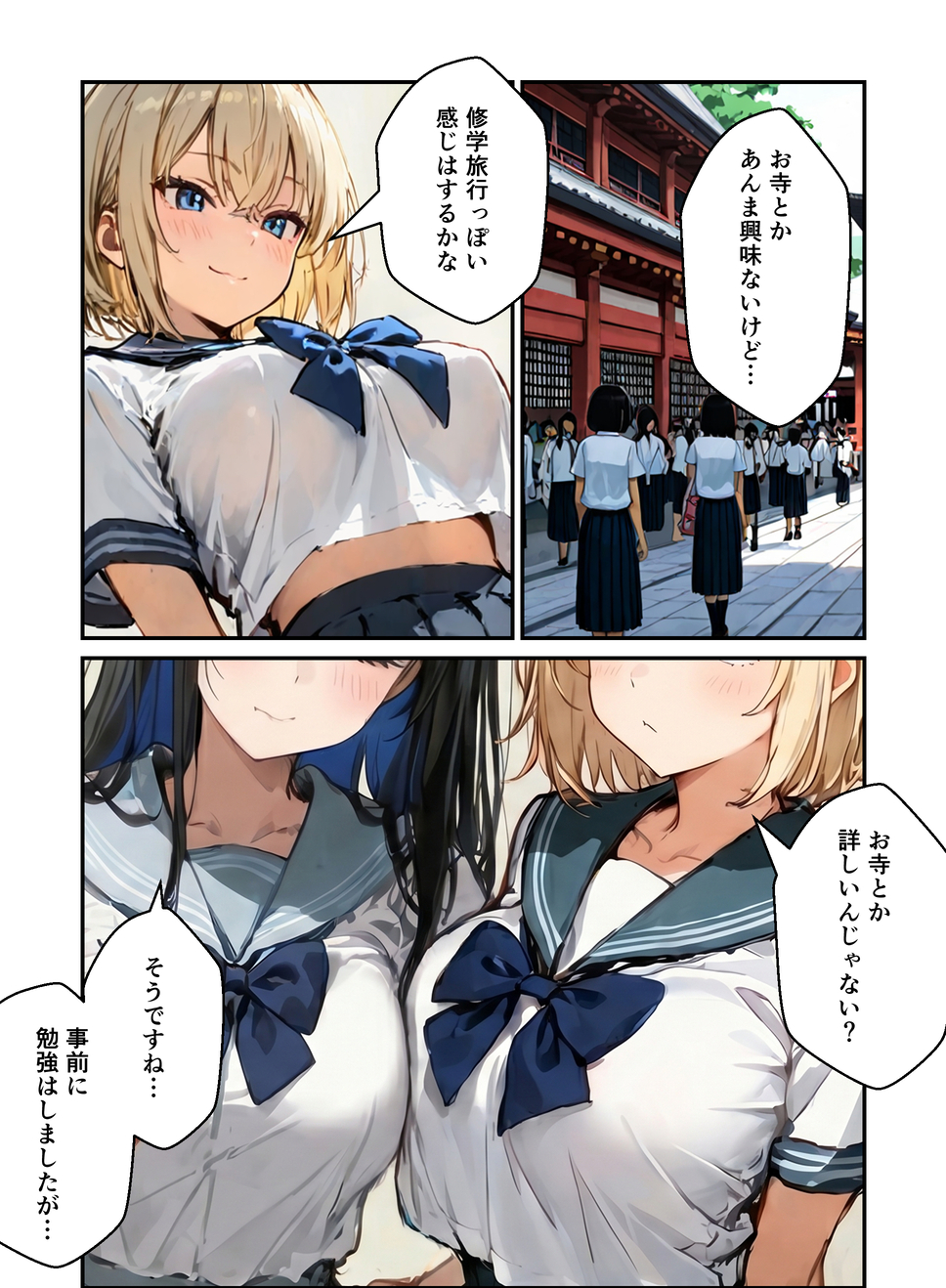 【エロマンガ】修学旅行でこんなハーレムセックス楽しめるって最高だなwww