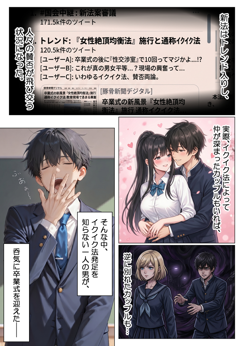 【エロマンガ】学校中のカップルが教室でエッチなことやりまくっていて…