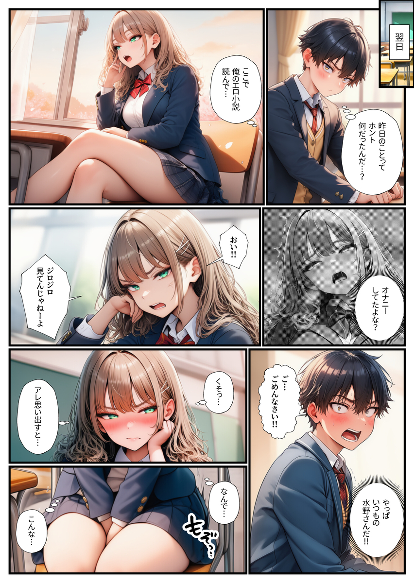 【えろまんが】気になる女の子をエロ小説ネタにしてみたら…ラッキースケベな展開にwww
