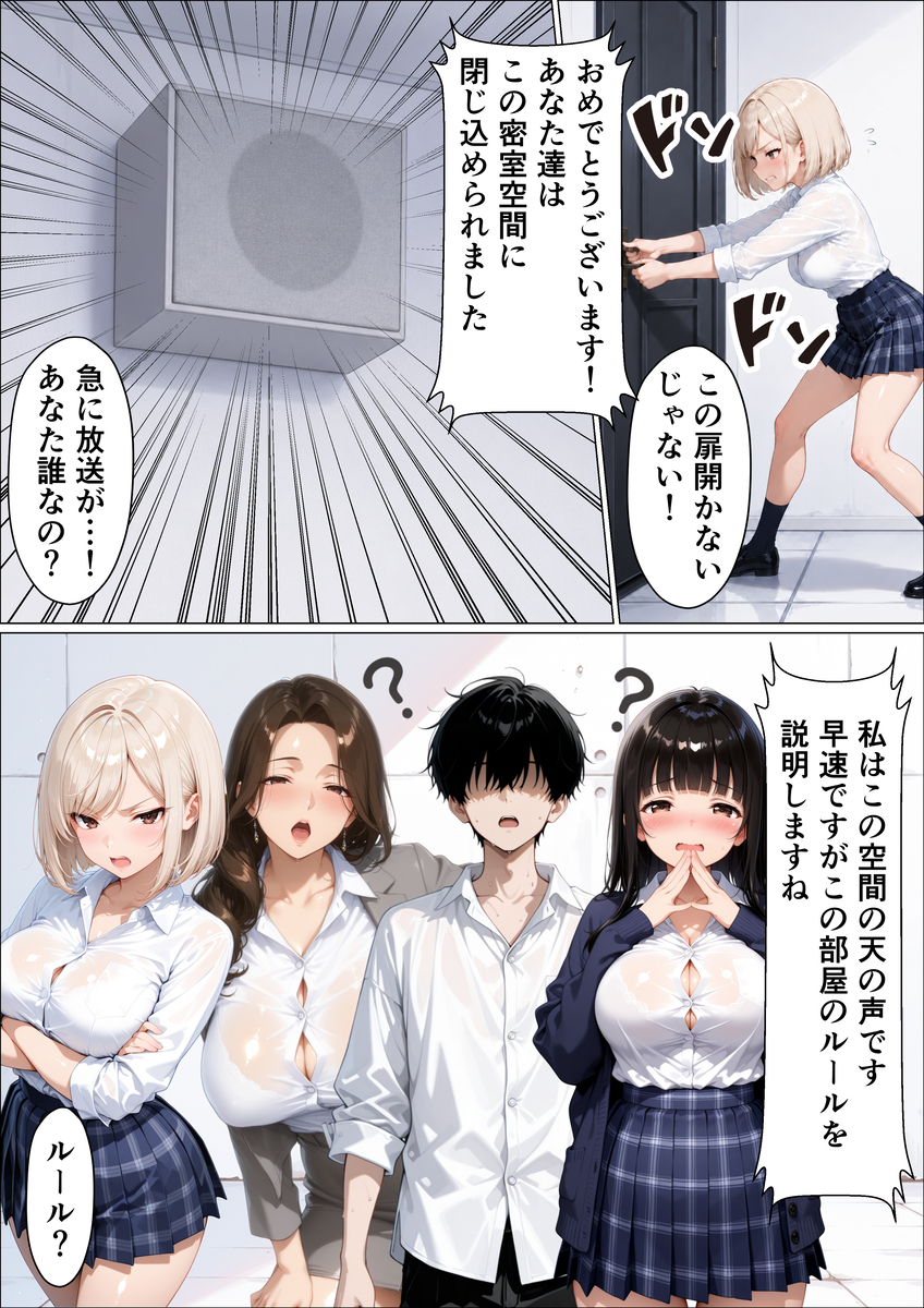 【えろまんが】ザーメン搾取ゲームが凄すぎる！外的な恐怖と内から湧き上がる快楽が入り乱れる密室空間がヤバい…