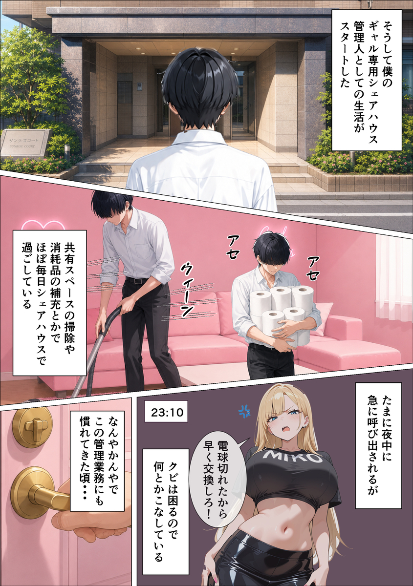 【えろまんが】ギャル専用シェアハウスの管理人のお仕事が控えめに言って最高なんですけどwww