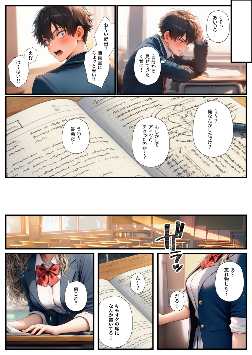 【えろまんが】気になる女の子をエロ小説ネタにしてみたら…ラッキースケベな展開にwww