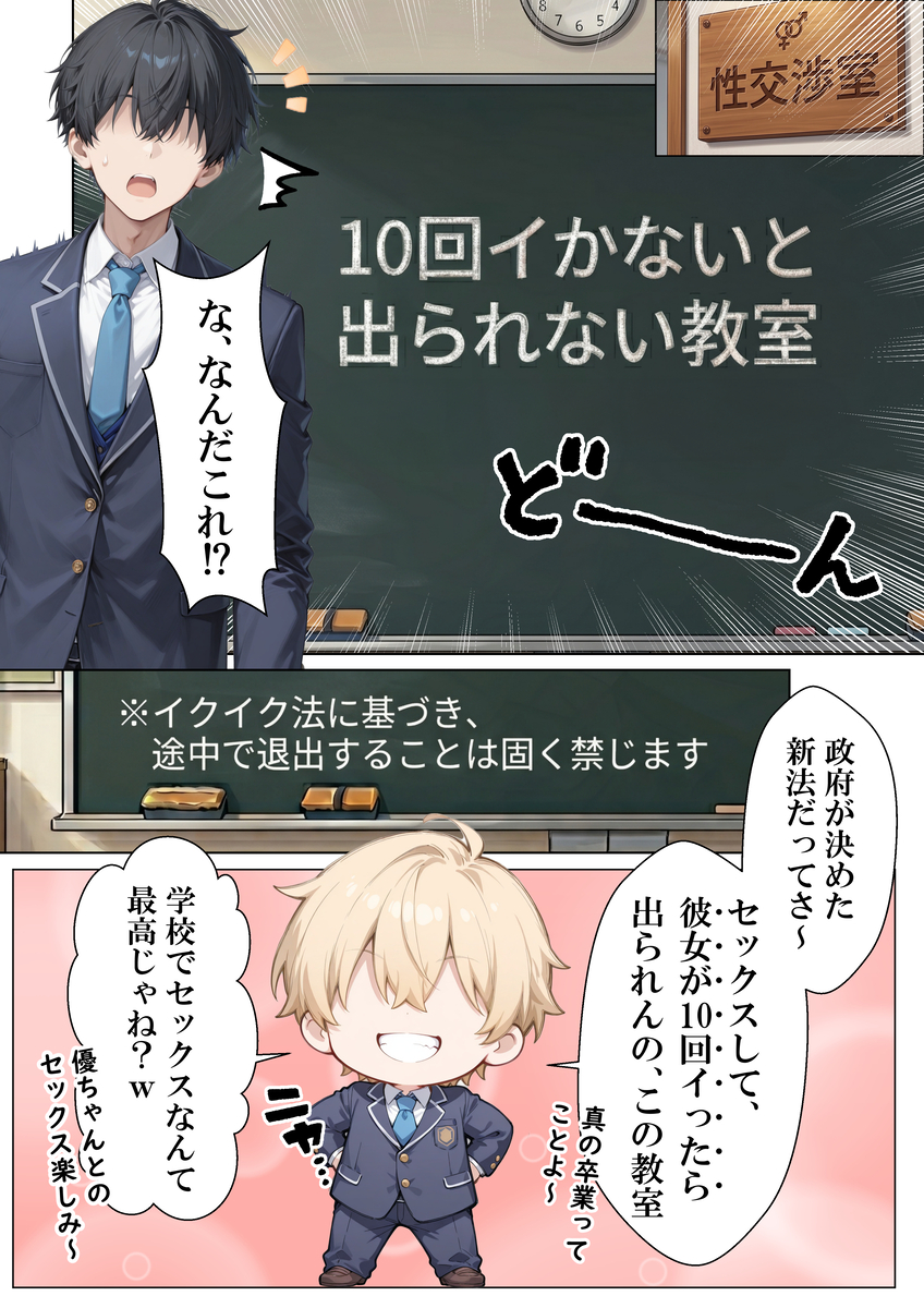 【エロマンガ】学校中のカップルが教室でエッチなことやりまくっていて…